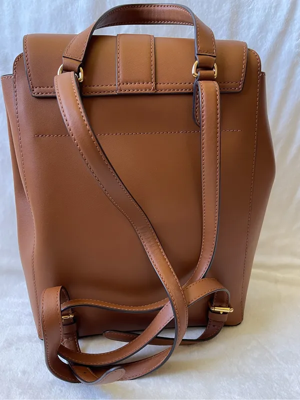 Lauren Ralph Lauren Leather Backpack in Brown Minimalist Quiet Luxury Preppy - Image 3