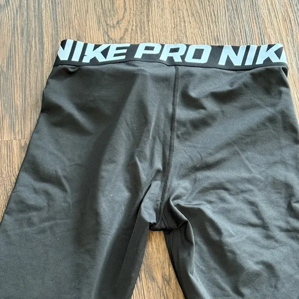 Nike Black Dri-Fit Performance Logo Waistband Leggings Black White Size Large - Image 11