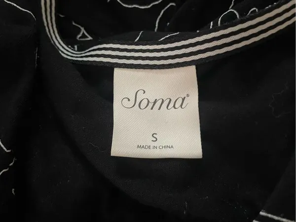 Soma Sleeveless Black Floral Maxi Loungewear Nightgown Size Small - Image 4