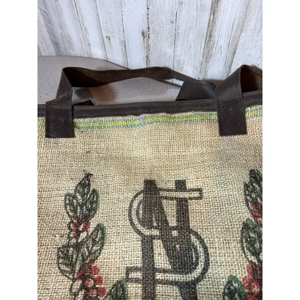 Vintage Woven Burlap Tote Bag‎ - Rare - Image 8