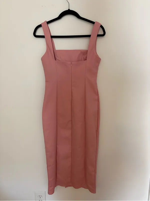 Hello Molly Chic Square Neck Midi Dress in Dusty Pink Musk Size Medium 6 NWT - Image 7