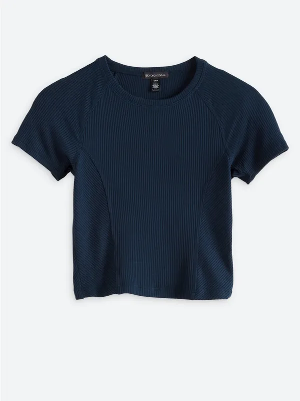 NWT Beyond Yoga Silhouette Cropped Tee - Nocturne Navy - S - Image 4