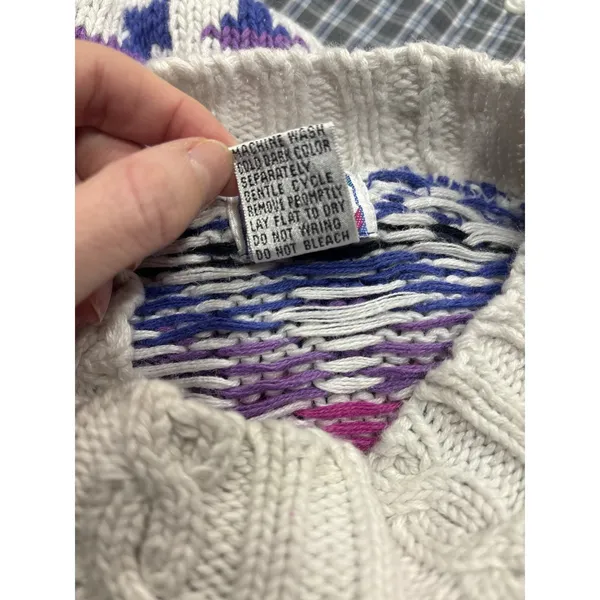 Vintage 62 East Women's Small Colorful Geometric Pattern‎ Mock Neck Sweater - Image 10