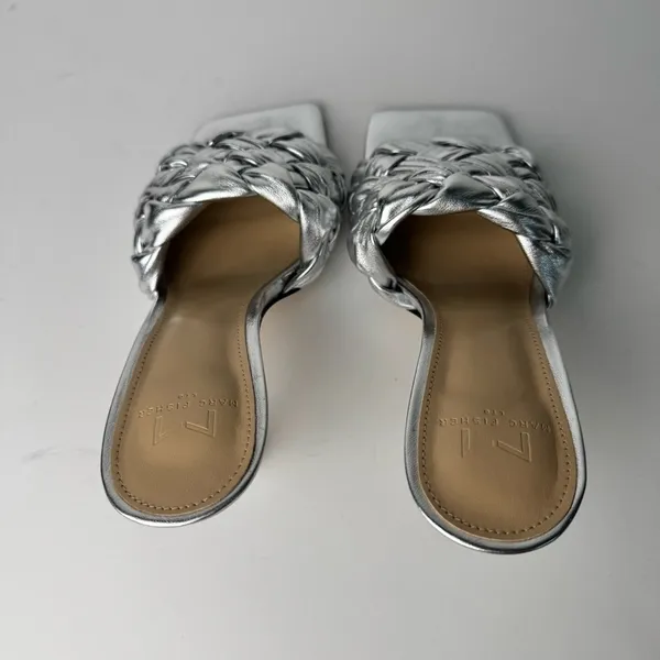 Marc Fisher leather Silver Woven Heeled sandals - Image 6