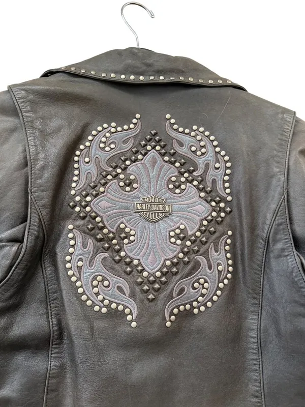 HARLEY DAVIDSON Studded Embellished Leather Motorcycle Jacket size XS - Image 2