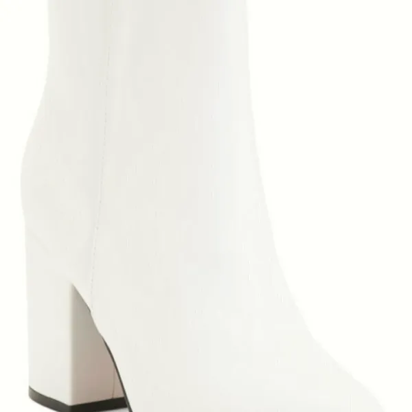 Madden Girl White Chunk Heel Round Toe Pointed Boots Size 7.5 - Image 3