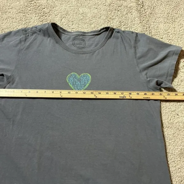 Life is‎ Good Womens Gray Heart Love Graphic T Shirt Tee Size XL - Image 6