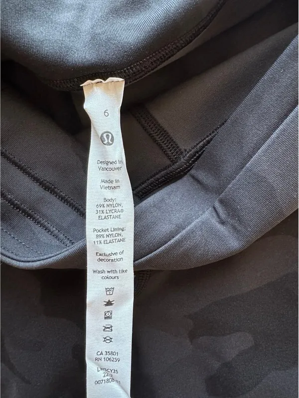 Lululemon Speed Speed High Rise 28” With Pockets Heritage Camo Black Size 6 NWT - Image 6