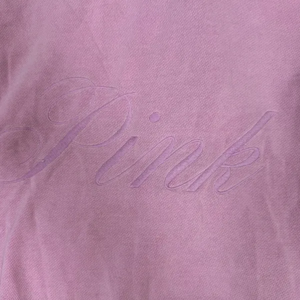 Pink Victoria's Secret Zip Up Hoodie XL‎ Purple Embossed Logo Fleece Sweatshirt - Image 3