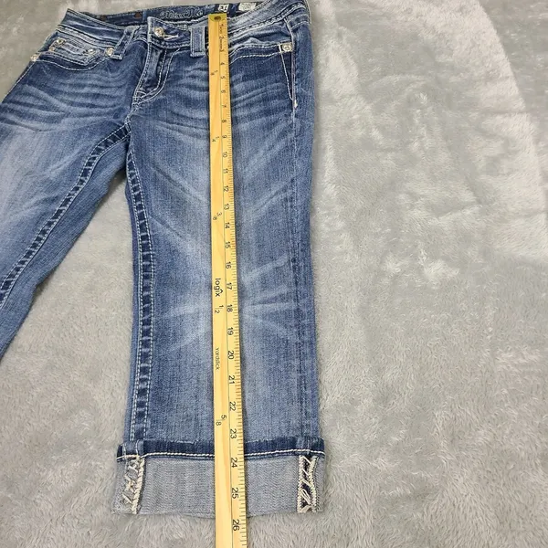 MISS ME Capri Jeans Angel Wings Embellished‎ Size 31 JE5436P3 Western Cropped - Image 5