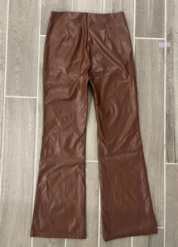 Vestique Brown Faux Leather Pants - Image 2