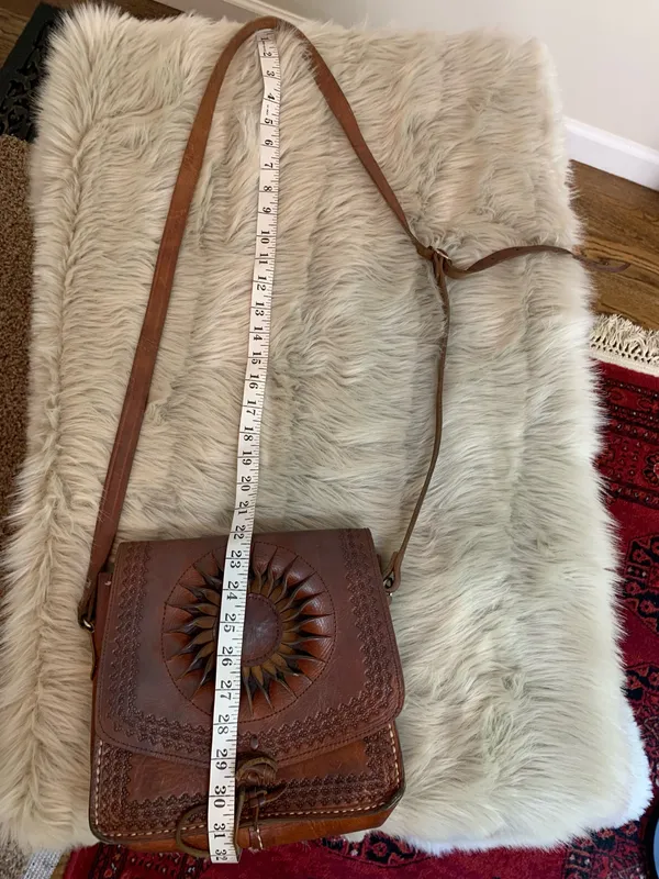 Vintage Leather Boho Hippie Purse - Image 10