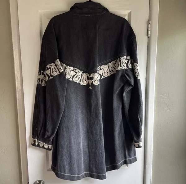 Free People Mini Denim Dress Black - Image 4