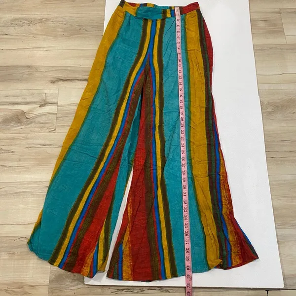 Cider Medium Multicolor Striped Wide Leg Pants Boho Festival Palazzo - Image 4