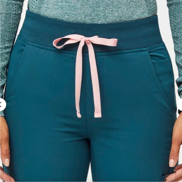 Womens New Figs High Waisted Yola W Yoga Scrub Pants Caribbean Blue 5XLR - Image 4