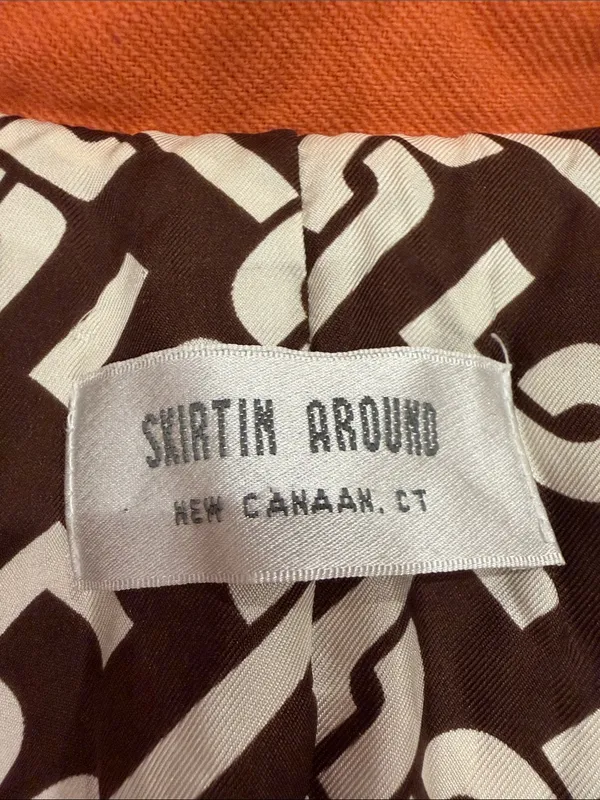 Skirtin Around Orange Horsebit Coat Geometric Lined Jacket Size Small? - C54-115 - Image 2
