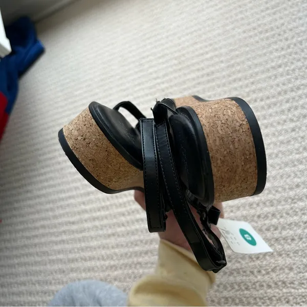 A New Day Black Nova Platform Cork Strappy Sandals Size 8 - Image 5