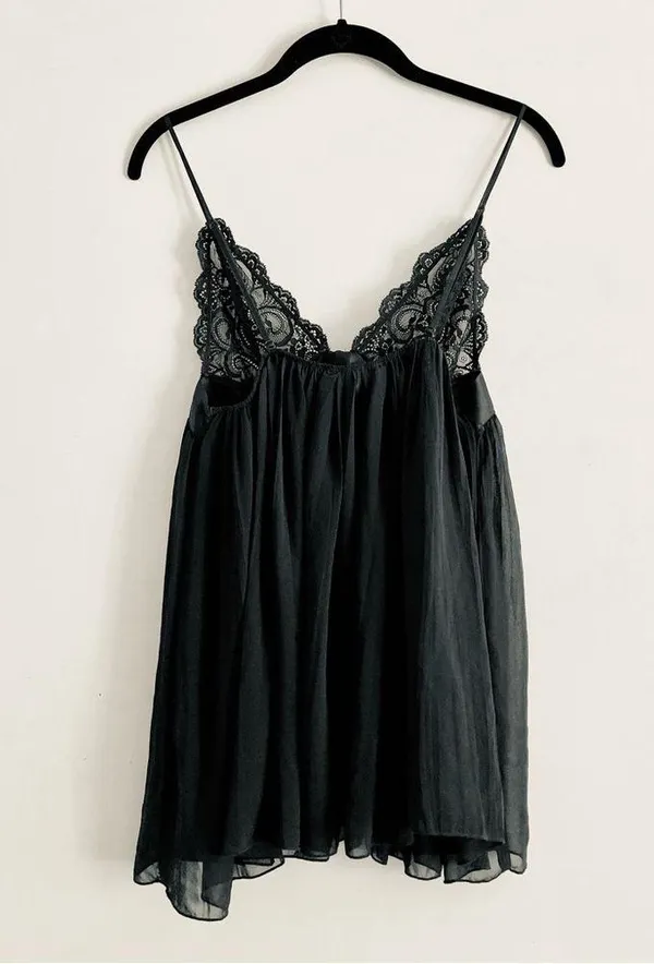 Victoria's Secret Dress M Baby Doll Sheer Lace Ribbon Lingerie Black Sexy Intimate - Image 7