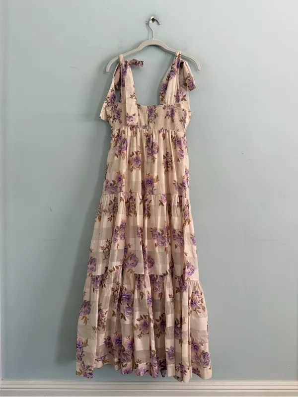 Zimmermann Rosa Striped Lilac Rose Picnic Dress Cotton Silk Maxi - Image 7