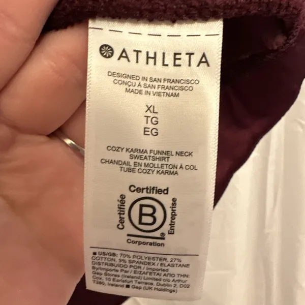 NEW Athleta Womens XL Spiced Cabernet Heather Cozy‎ Karma Funnel Neck Sweatshirt - Image 7