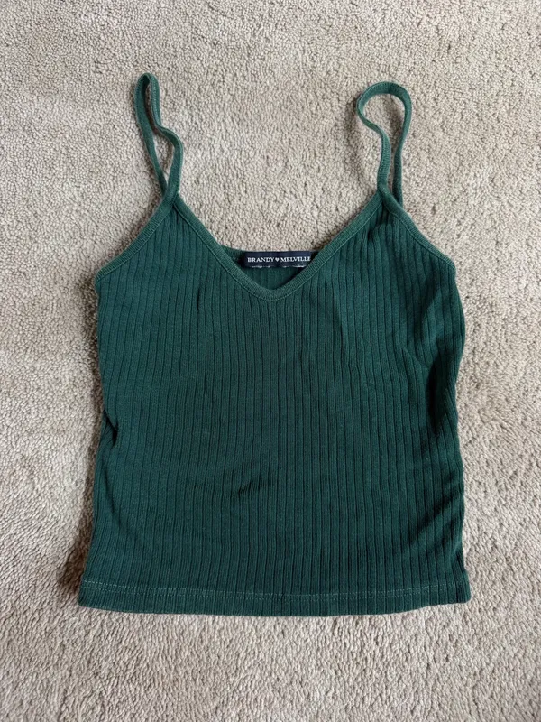 Brandy Melville Green Ribbed Tank Top - Image 2