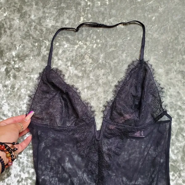 Victoria's Secret Sheer Lace Teddy Thong Bodysuit - Image 3