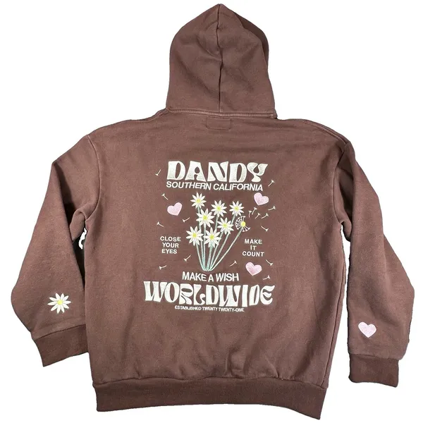 Women's Dandy Worldwide Make A Wish Oversized Lux Hoodie Large Chocolate Brown - Image 2