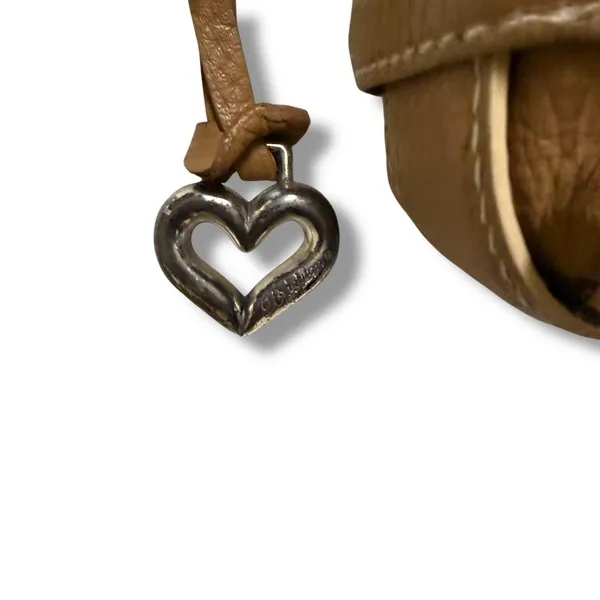 Vintage‎ BRIGHTON Leather Latte Vivica Zip Top Hobo Bag w/Silvertone Accents - Image 3