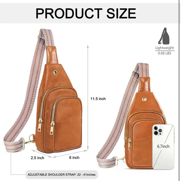 Sling Bag for Women Faux Leather Fanny Pack Detachable Strap Crossbody Bag FC1 - Image 4