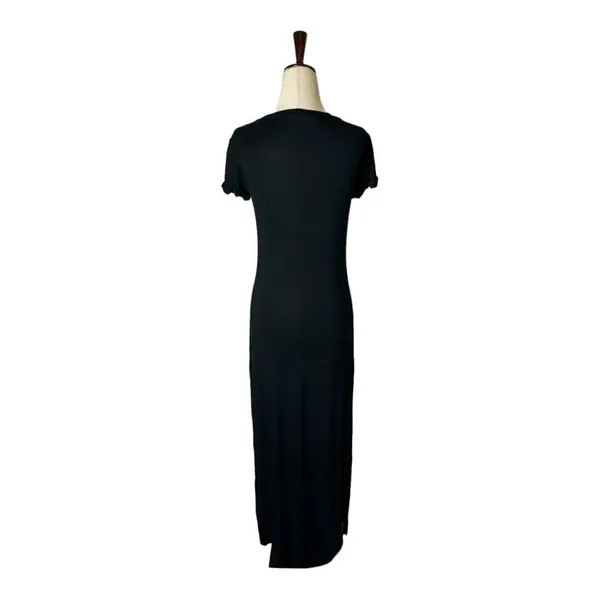 C&C California Dress Women‎ XS Black Short Sleeve Scoop Neck Tee Maxi Lounge - Image 3