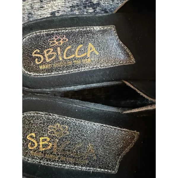 SBICCA Wedge Sandals Metallic Silver Gray/Black Sole Women's 8M Handmade In USA - Image 5