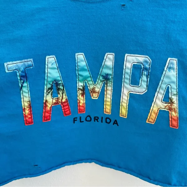 Tampa Florida Cropped Tee Blue - Image 2