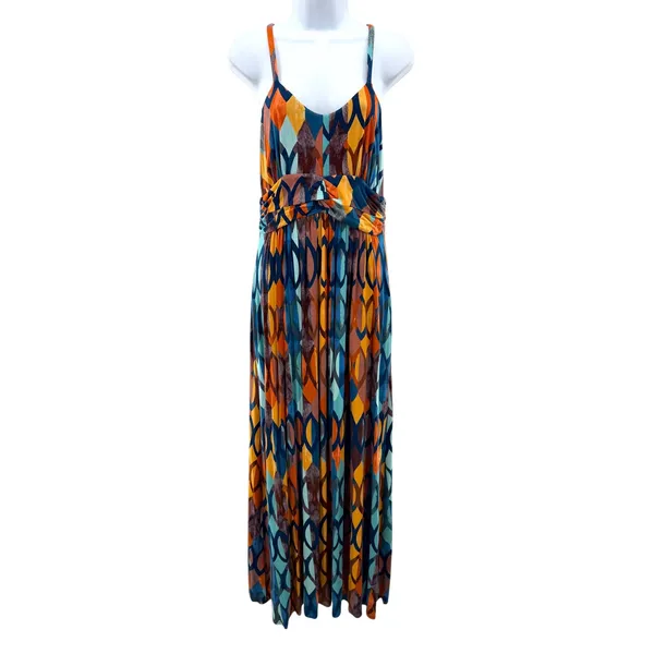 Anthropologie Maeve‎ Noetzie Multicolor Geometric Crisscross Back Maxi Dress Med - Image 3
