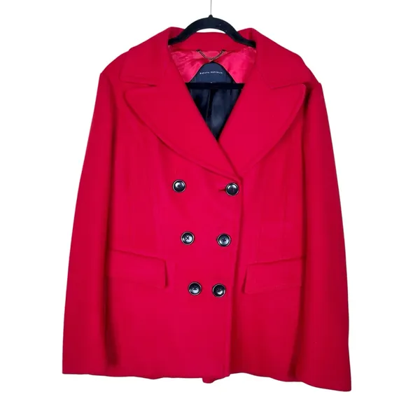 Banana Republic Peacoat Women’s XL Red Wool Cashmere Double Breasted Classic - Image 12