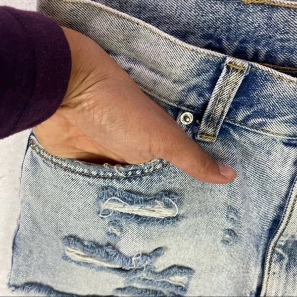 Zara Womens Shorts Size‎ 4 Distressed Light Wash Denim High Rise Cutoff Festival - Image 4
