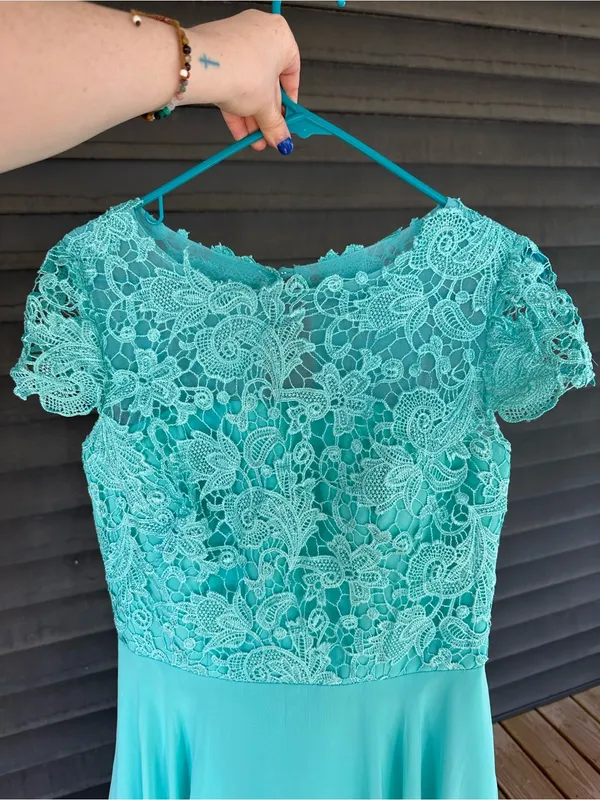 JJs House Estelle bridesmaid Dress Lace Bodice in Spa (Aqua blue/green) (206482) - Image 6