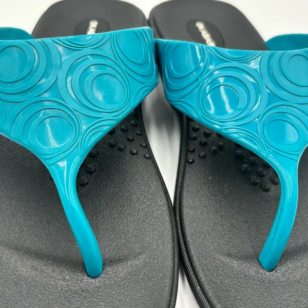 NEW Okabashi Womens ML 8/9 Flip Flop Thongs Sandal Blue Arch Support Made in USA - Image 6