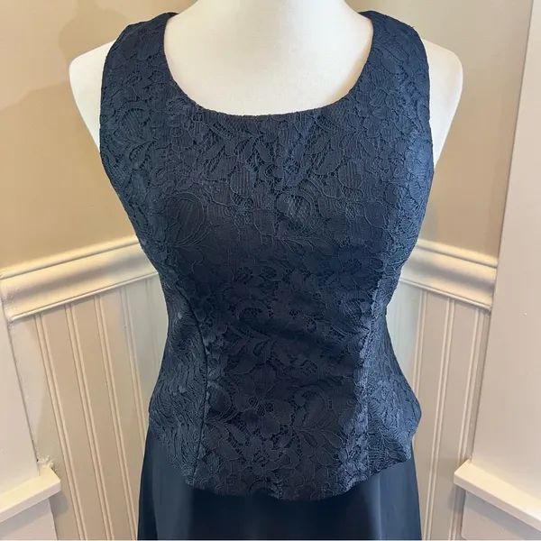 Boutique Black Lace Overlay Sleeveless Formal Maxi Gown Dress Size 10 - Image 5