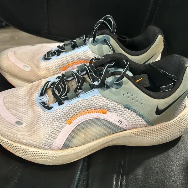 Nike React Sneakers in Black, White, and Orange Running shoes - Image 2