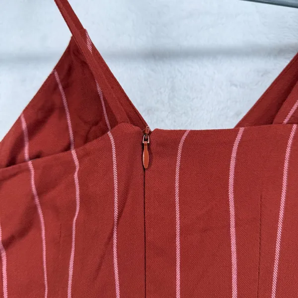 Womens Ruffle One Shoulder Wide Leg Striped Jumpsuit Rust Sz 0‎ XXXS - Image 14
