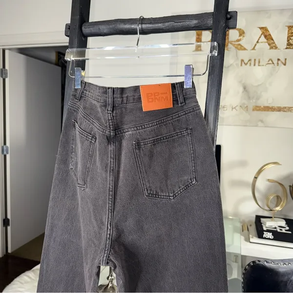 Princess Polly Holly Asymmetric High Rise Straight Leg Black Denim Jeans New - Image 12