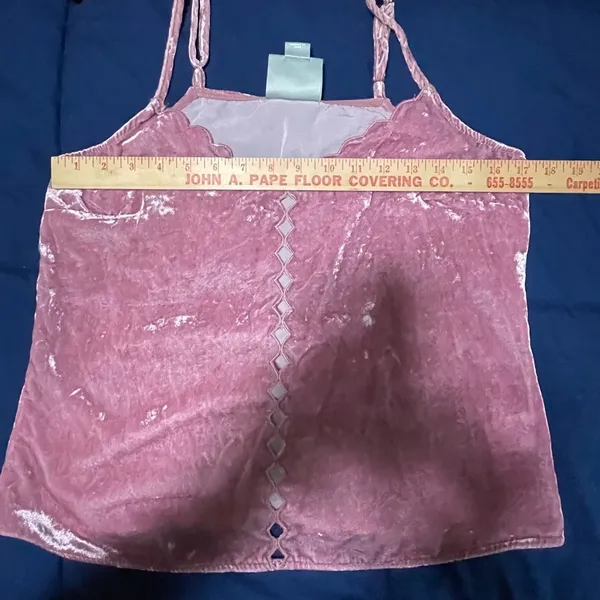 Anthropologie MAEVE Rosy Scallops Velvet Cami X-Small Embroidered Camisole - Image 4