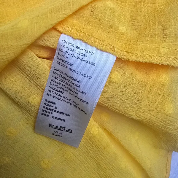Anthropologie NWT 36R Haida Peasant Top Ruffled Swiss‎ Dot Blouse Mango Yellow M - Image 7