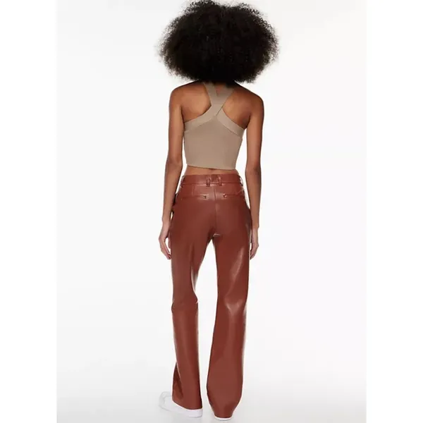 Aritzia Babaton Sculpt Beige Ribbed Knit Criss Cross Sleeveless Crop Tank Top XS - Image 4
