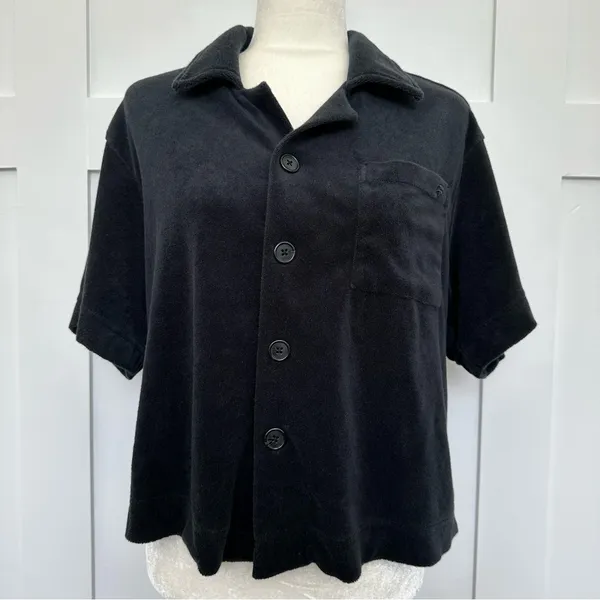 Fabletics Island Terry Cloth Boxy Button Up Shirt - Image 2
