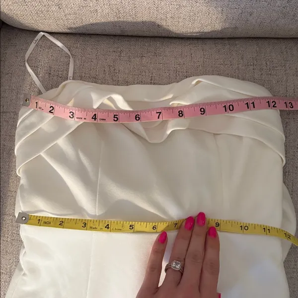 Lulus Fabulous Phenomenon White Strapless Bow Midi Dress Size XS Bridal Zip - Image 12