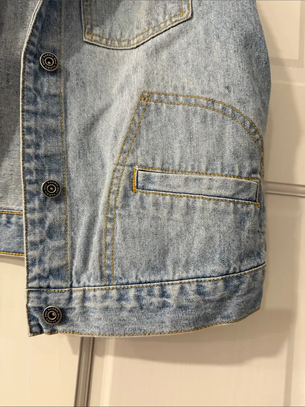PHD Womens Denim Vest Jean Vest Distressed Light Wash 100% Cotton Size MEDIUM - Image 4