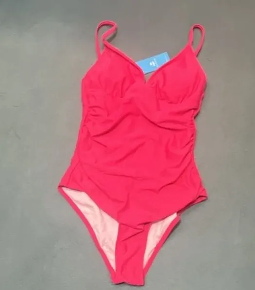 Cupshe Women's Ruched V-Neck One-Piece Swimsuit Pink Size S - Image 3