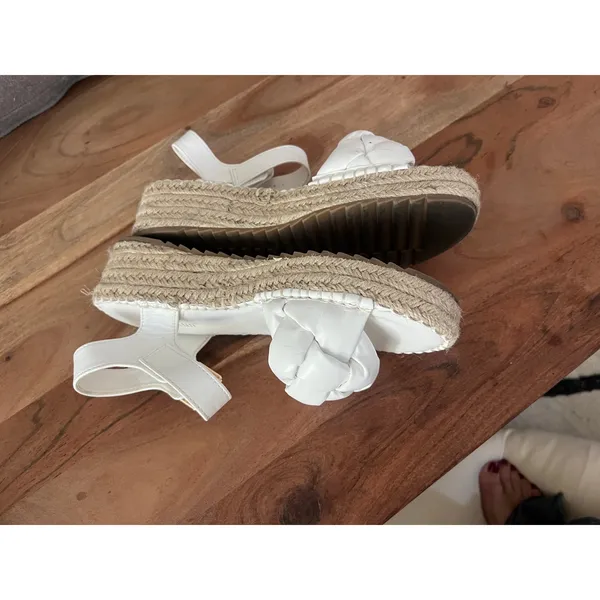 6 MaxMuxun Platform Wedge Sandals white braided strap espadrille wedge heel - Image 4