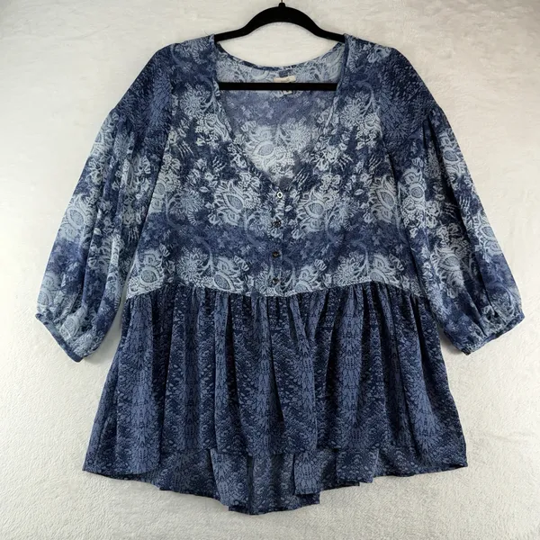Anthropologie Ecote M Medium Peasant‎ Top Flowy Floral Print Blouse Oversized - Image 2